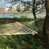 Lightweight portable cotton rope white net hammock