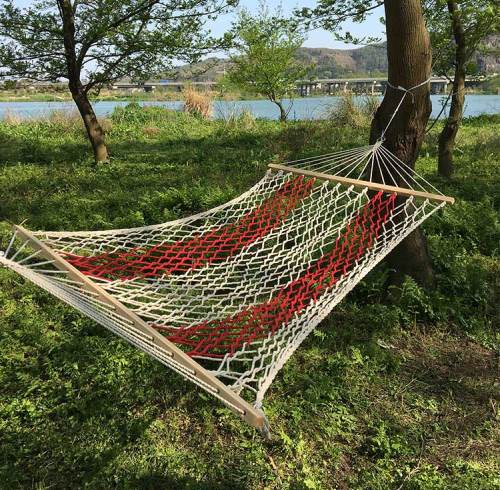 Travel camping hiking trip outdoor/indoor lightweight rope net hammock