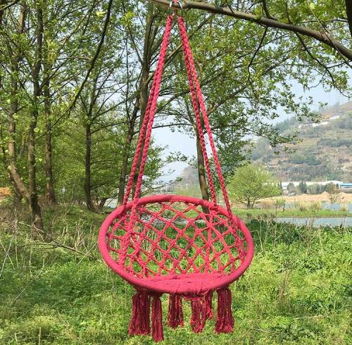 Red cotton kid garden beach hanging chair indoor hammock