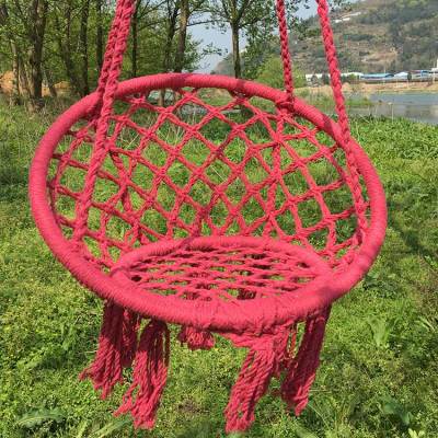 Red cotton kid garden beach hanging chair indoor hammock