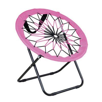 Durable Single Folding Saucer Bungee Chair Pink/Purple Zebra Print-Cloudyoutdoor