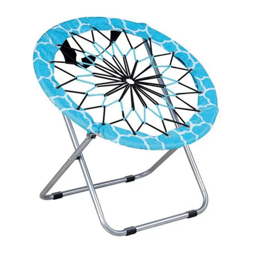 Durable Single Folding Saucer Bungee Chair Pink/Purple Zebra Print-Cloudyoutdoor