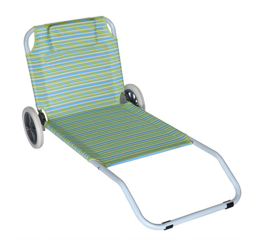 Steel Frame Beach Folding Sand Chair with Wheels-Cloudyoutdoor