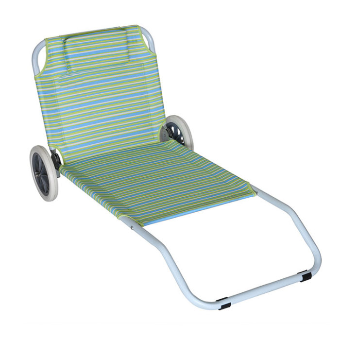 Steel Frame Beach Folding Sand Chair with Wheels-Cloudyoutdoor