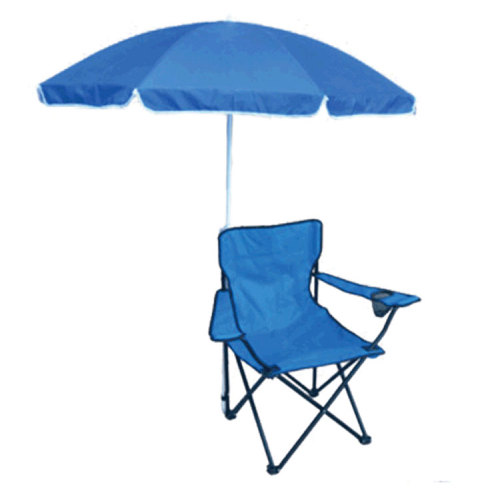 Folding Beach Camp Chair with Adjustable Canopy and Cooler Bag-Cloudyoutdoor