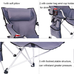 A Folding Reclining Camping Chair Lounger with Footrest and Pillow-Cloudyoutdoor
