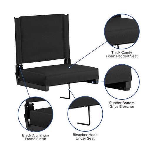 Folding Stadium Bleacher Seat Chairs with Hook-Cloudyoutdoor