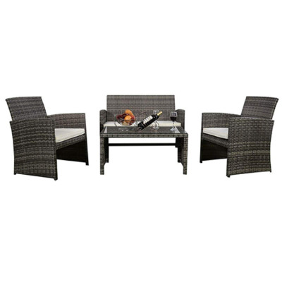 Patio garden rattan outdoor table chair set with cushions