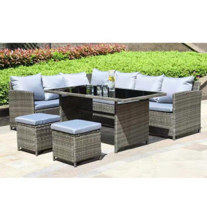 Outdoor garden patio metal Rattan sofa table and chair set