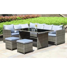 Outdoor garden patio metal Rattan sofa table and chair set
