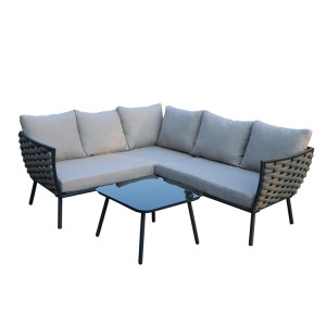 Garden sofa outdoor rattan patio furniture sets with glass table cushion