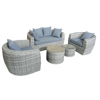 Cheap rattan furniture padded cushion corner garden set with table sofa