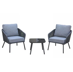 Patio glass table and chair aluminum patio set for outdoor garden