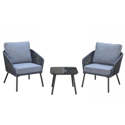 Patio glass table and chair aluminum patio set for outdoor garden