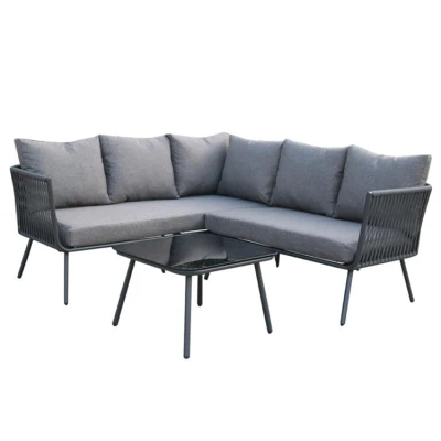 Garden dining outdoor conversation patio set with cushion and glass table