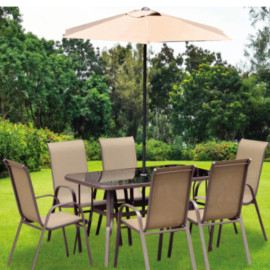 Garden patio metal bistro table and chair outdoor dining set with umbrella