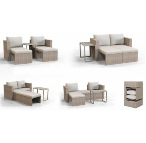 Outdoor furniture patio antique rattan sofa and table set for backyard