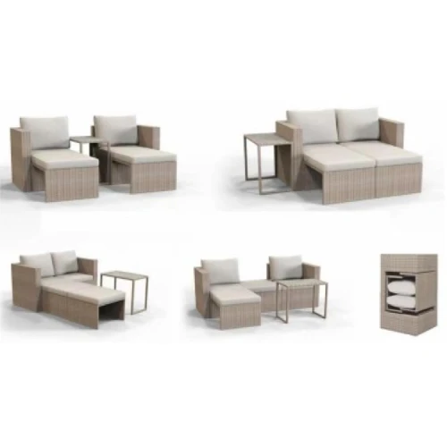 Outdoor furniture patio antique rattan sofa and table set for backyard