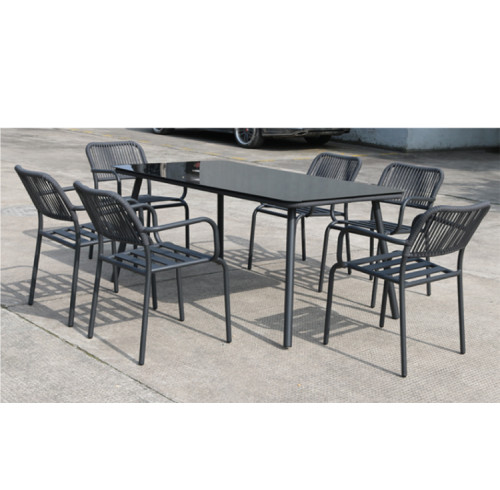 Outdoor rope table chair metal furniture for shop garden patio backyard