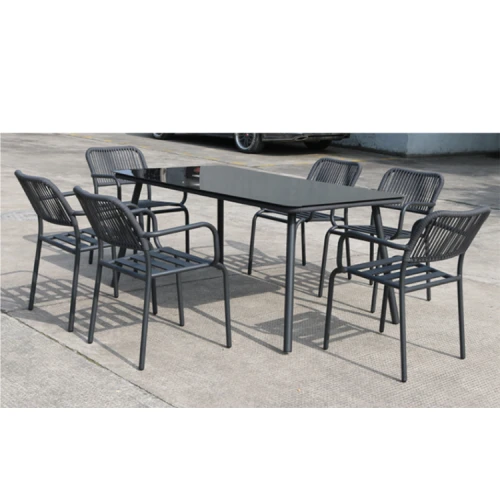 Outdoor rope table chair metal furniture for shop garden patio backyard