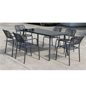 Outdoor rope table chair metal furniture for shop garden patio backyard