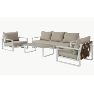 White garden patio outdoor metal cushion table and chair sofa set for sale