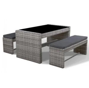 Rattan patio garden balcony furniture outdoor table with bench