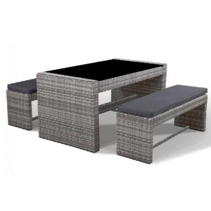 Rattan patio garden balcony furniture outdoor table with bench