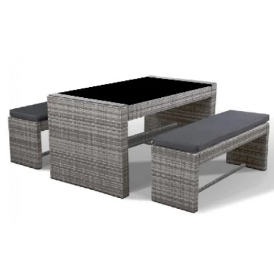 Rattan patio garden balcony furniture outdoor table with bench