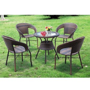 Garden black furniture rattan chair and outdoor dining table set wicker