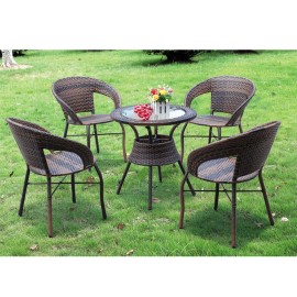 Garden black furniture rattan chair and outdoor dining table set wicker