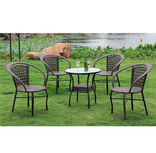 Metal rattan wicker outdoor garden patio table and chair set