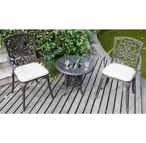 Outdoor park modern cast iron garden chairs outdoor metal table set
