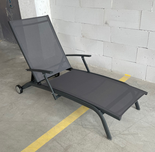 Outdoor garden metal comfortable sun lounger with wheels