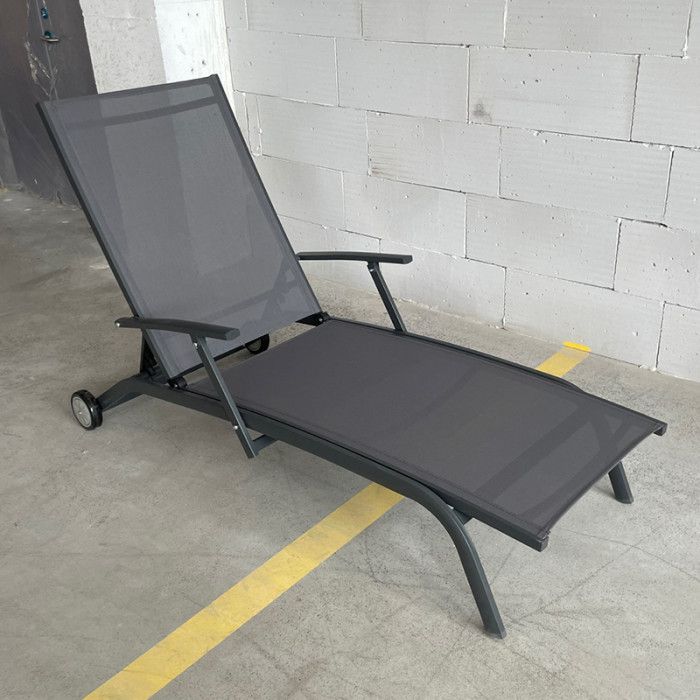 Outdoor garden metal comfortable sun lounger with wheels