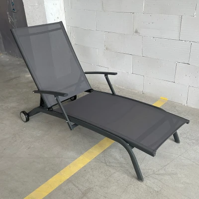 Outdoor garden metal comfortable sun lounger with wheels