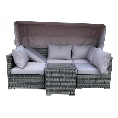Outdoor patio comfortable garden lounger bed chair with canopy
