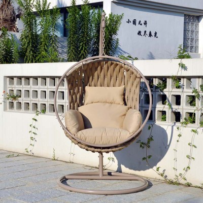 Outdoor furniture garden egg hanging chair with stand cushion