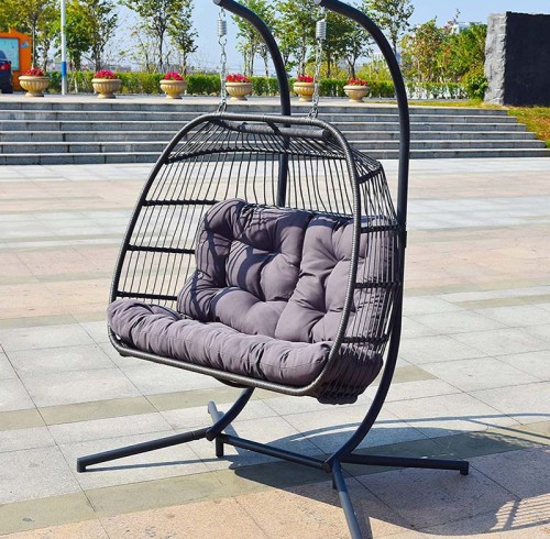 Outdoor double adult backyard swing chair balcony with metal stand