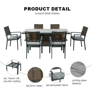 Outdoor Modern Hot Selling Good Quality Polyrattan Garden Furniture Rattan Dining Set of 7