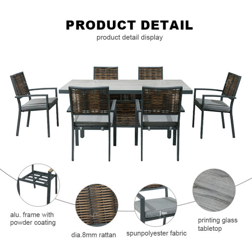 Outdoor Modern Hot Selling Good Quality Polyrattan Garden Furniture Rattan Dining Set of 7