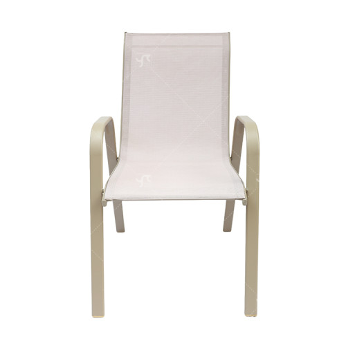 2x1 Teslin Modern Comfort Flex Metal Stacking Patio Chair with Arm Popular Outdoor Garden Chair for Park Use Fabric Design