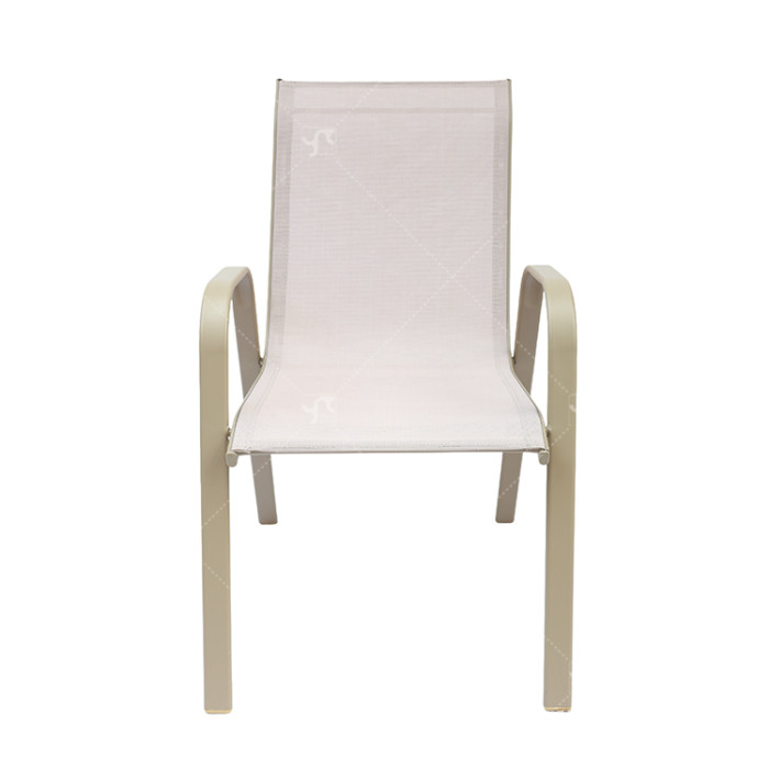 2x1 Teslin Modern Comfort Flex Metal Stacking Patio Chair with Arm Popular Outdoor Garden Chair for Park Use Fabric Design