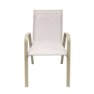 2x1 Teslin Modern Comfort Flex Metal Stacking Patio Chair with Arm Popular Outdoor Garden Chair for Park Use Fabric Design