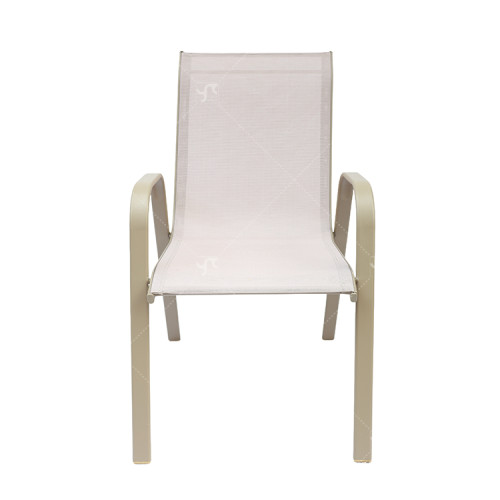 2x1 Teslin Modern Comfort Flex Metal Stacking Patio Chair with Arm Popular Outdoor Garden Chair for Park Use Fabric Design