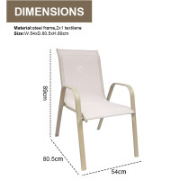 2x1 Teslin Modern Comfort Flex Metal Stacking Patio Chair with Arm Popular Outdoor Garden Chair for Park Use Fabric Design
