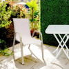2x1 Teslin Modern Comfort Flex Metal Stacking Patio Chair with Arm Popular Outdoor Garden Chair for Park Use Fabric Design
