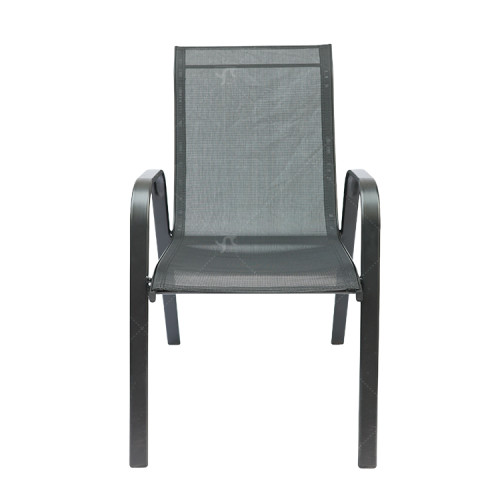 2x1 Teslin Modern Comfort Flex Metal Stacking Patio Chair with Arm Popular Outdoor Garden Chair for Park Use Fabric Design