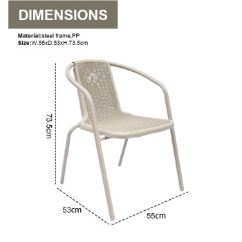 Outdoor Garden Steel Frame Stacking Patio  Plastic Chairsteel  ForPicnic Restaurante Plastic Chai WithPP Seat and Back