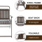 Modern Outdoor Furniture  Garden Folding Chairs Durable Steel Pipe Plastic Chairs Restaurant Café